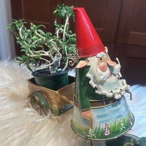 SALE!! Bouncy spring gnome and wagon planter